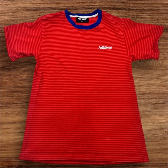 Full Send‎ Striped T-Shirt Crew Neck Short Sleeve Casual Red Blue Mens M - Picture 1 of 7